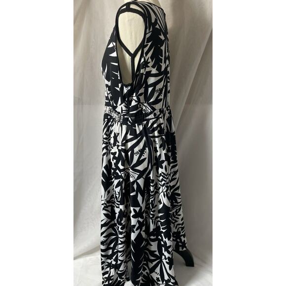 NY Collection Women's Large Dress Floral Black/White Sleeveless Sheath Cocktail - Picture 3 of 7